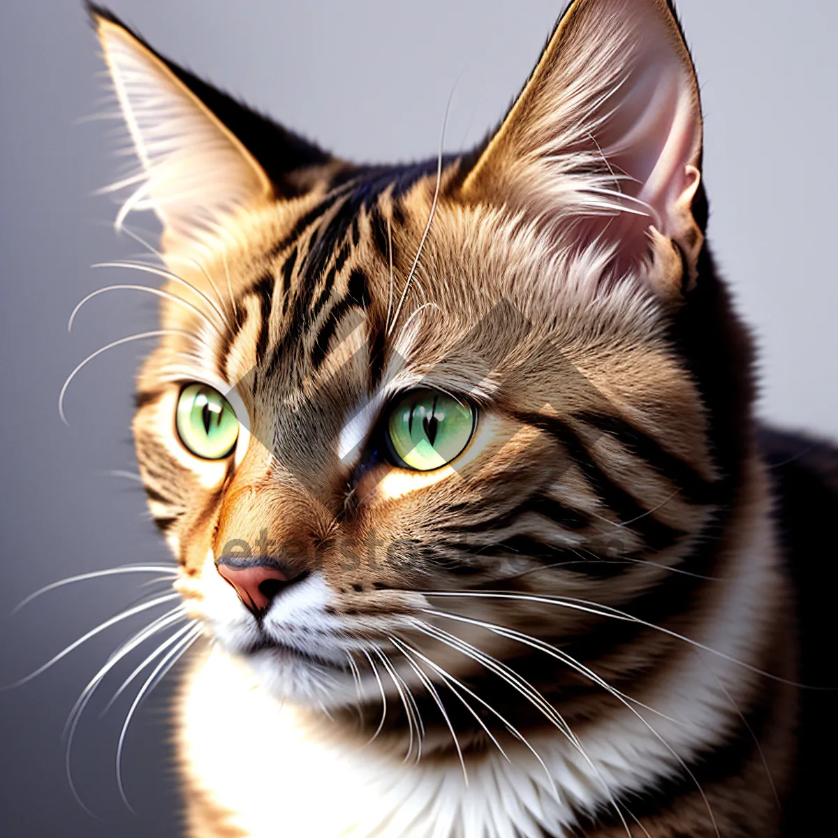 Picture of Adorable Tabby Cat with Curious Eyes