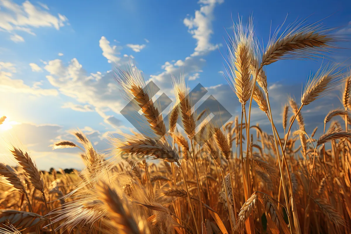 Picture of Golden Wheat Field in Sunny Countryside Landscape