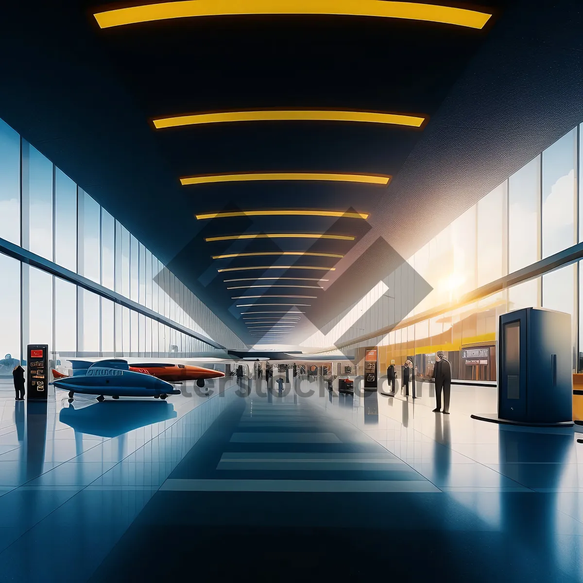 Picture of Urban Glass Passage: Modern Office Corridor with Light