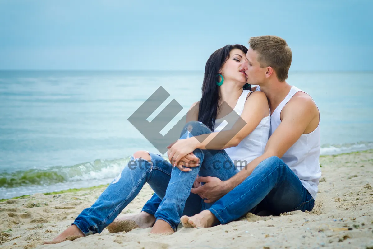 Picture of Happy Couple Enjoying Tropical Beach Vacation