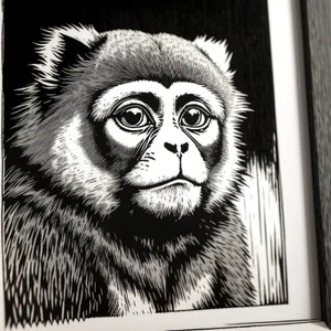 Gibbon Primate Portrait: Wild Monkey with Piercing Eyes