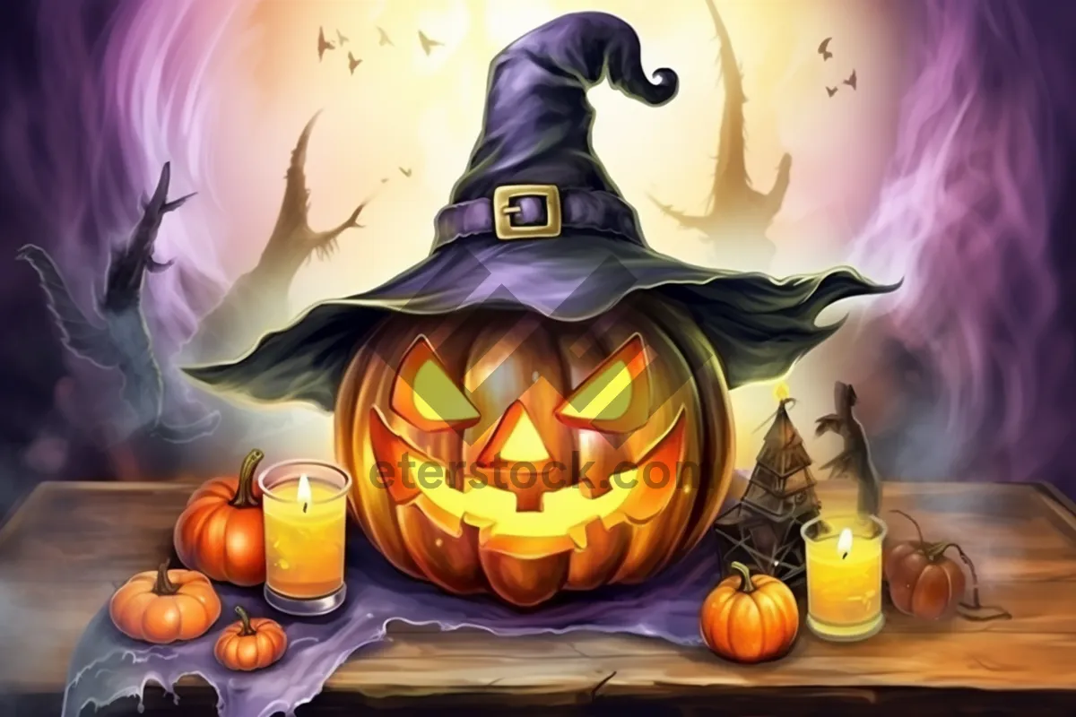 Picture of Spooky Pumpkin Lantern Decoration for Halloween