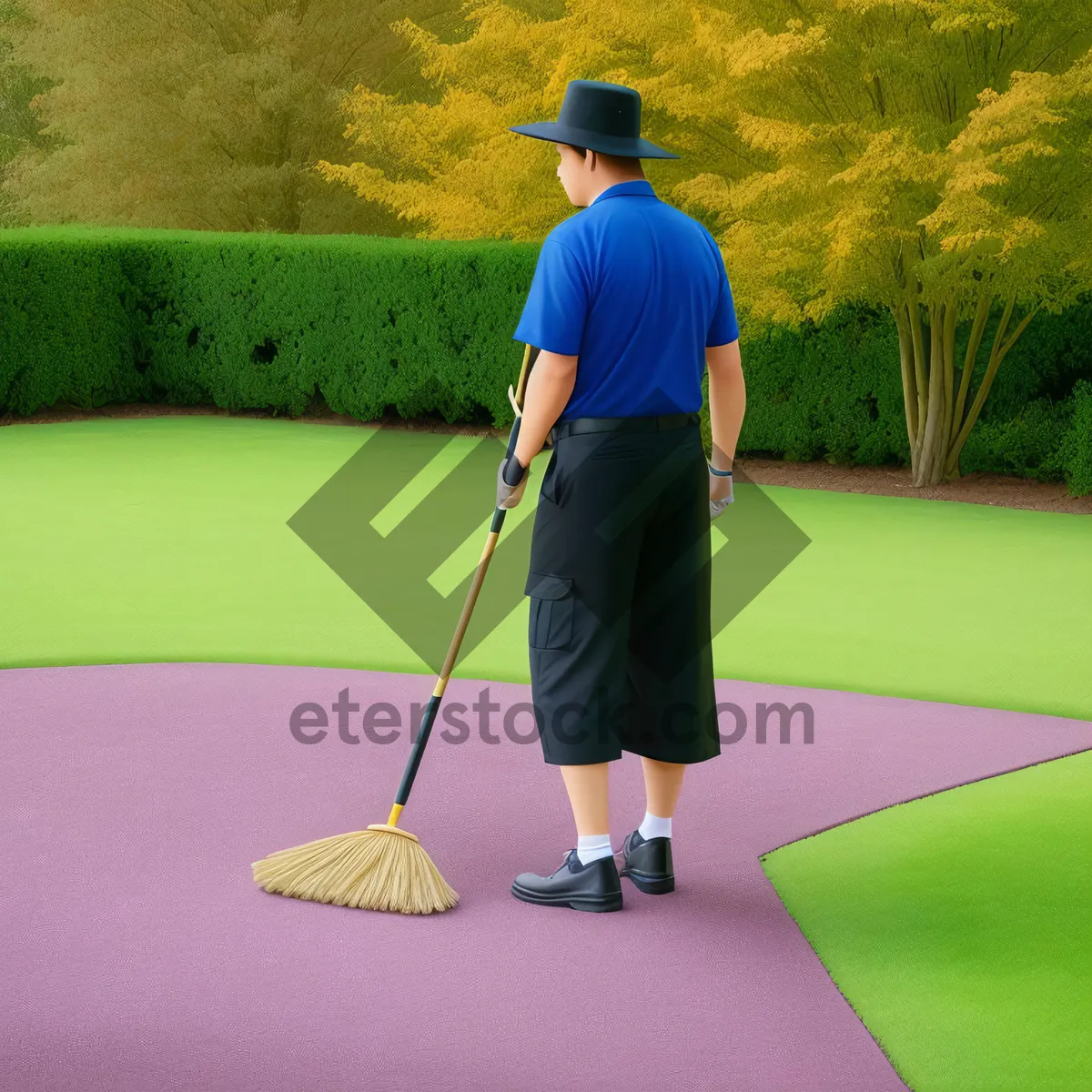 Picture of Active Golfer on Green Fairway