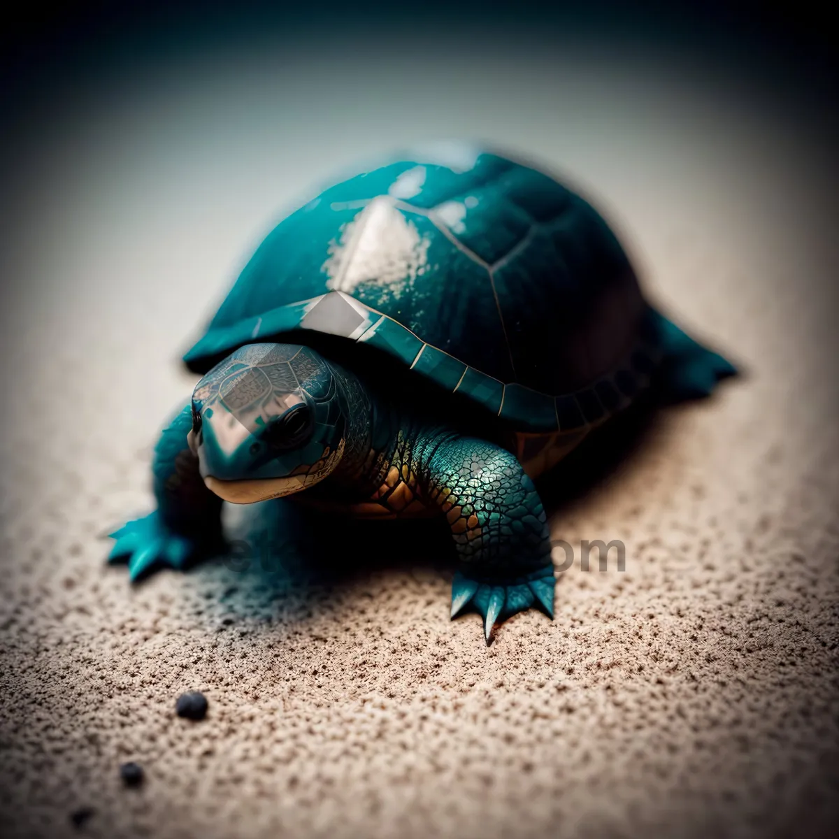 Picture of Marine Mover: Majestic Sea Turtle Strolling with Snail