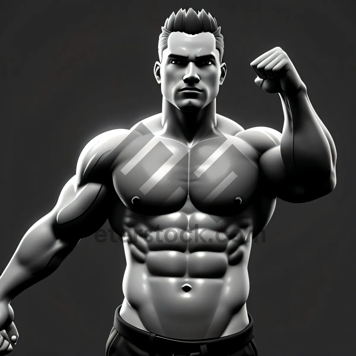 Picture of Muscular Mannequin with Chiseled Abs, Black Torso