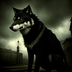 Black Malamute Sled Dog - Majestic Canine with Lush Fur