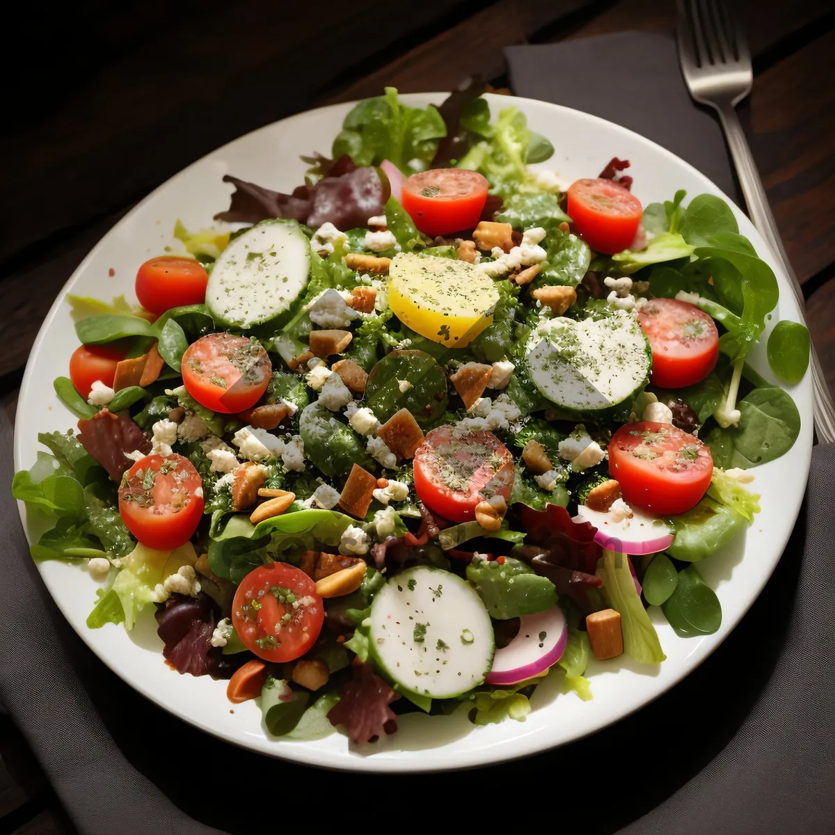 Picture of Gourmet vegetable plate with fresh ingredients.