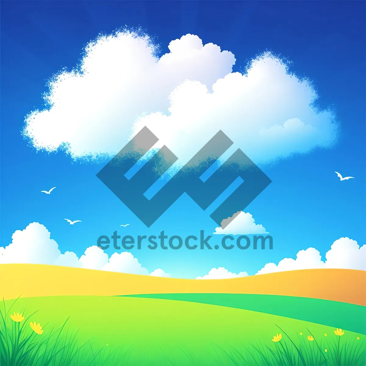 Picture of Vibrant Summer Sky Over Green Meadow