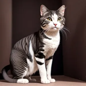 Curious Kitten with Striped Fur and Playful Eyes