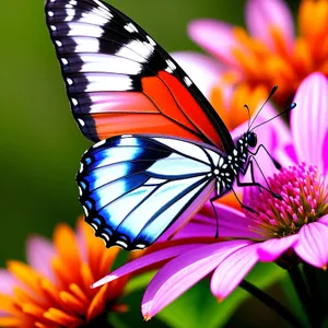 Vibrant Monarch Butterfly on Colorful Summer Blossoms