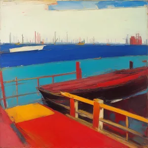 Coastal Container Ship on Summer Seas