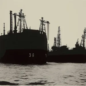 Maritime Cargo Ship in Busy Harbor