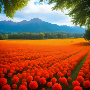 Colorful Spring Tulip Garden in Rural Park.