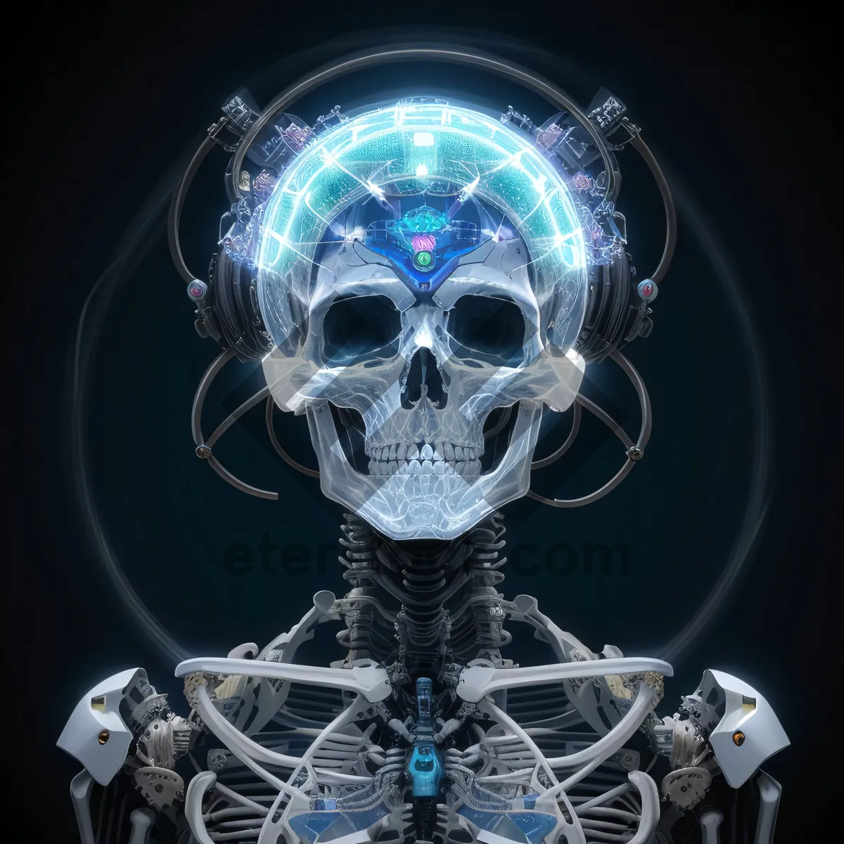 Picture of Black 3D Skeleton Head Anatomy X-Ray