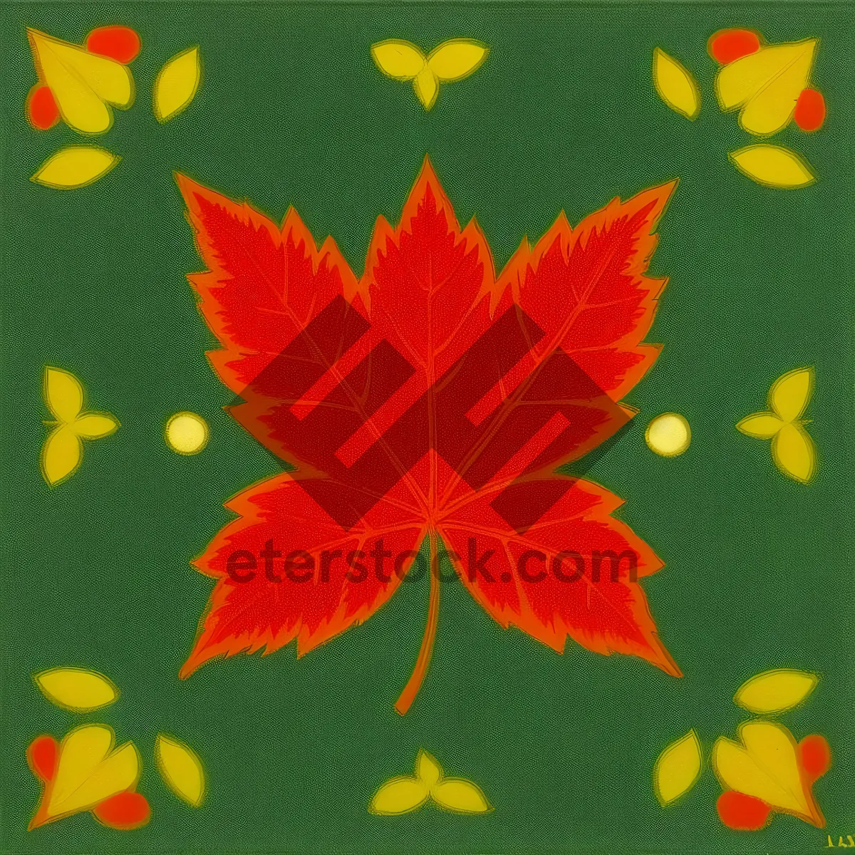 Picture of Autumn Foliage: Colorful Maple Leaves in Floral Pattern