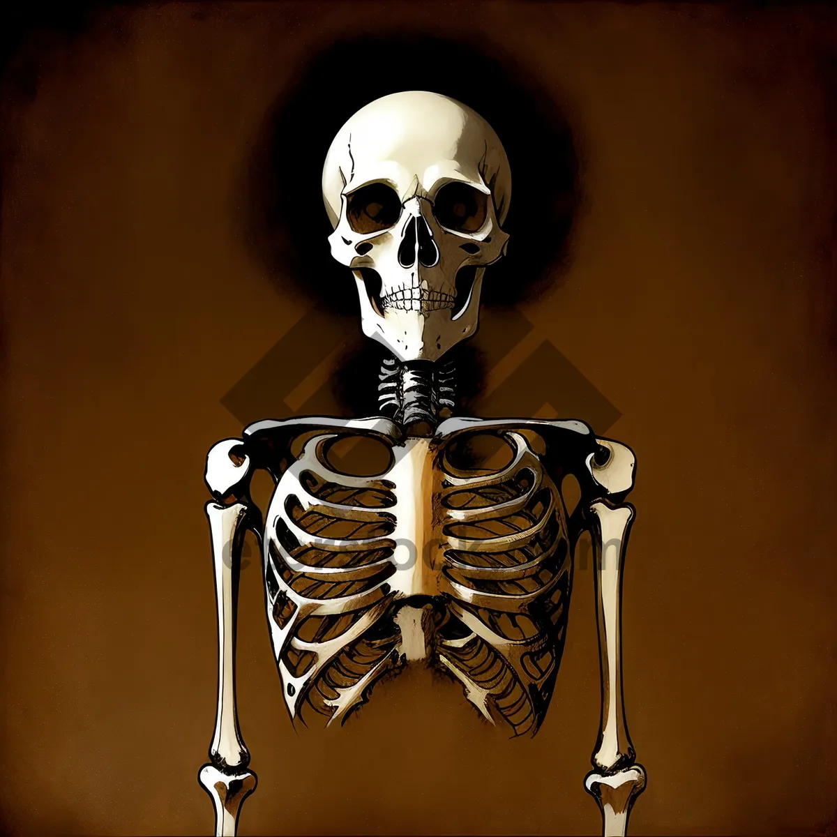 Picture of Terrifying Haunted Skeleton in Black - Anatomical 3D X-ray