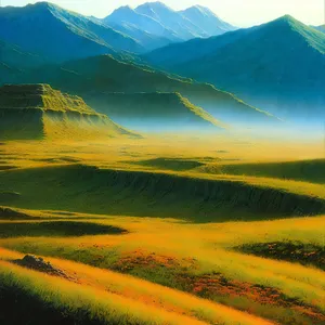 Highland Landscape with Majestic Mountain Range
