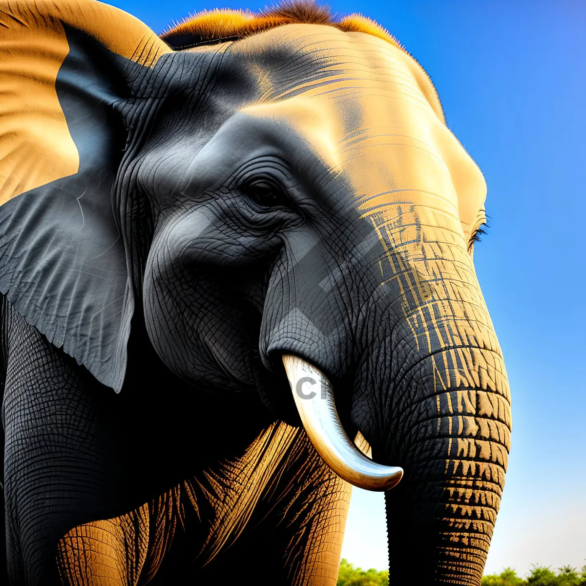 Picture of Majestic African Elephant in Safari Terrain