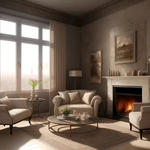 Modern Luxury Living Room with Fireplace and Stylish Furniture