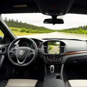 Car Interior Control Panel with Steering Wheel