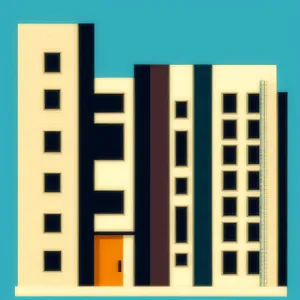 3D Bank Building Icon in Mine Facility