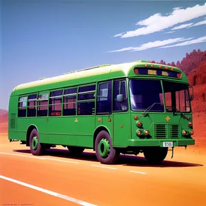 Transportation on Wheels: Bus Carrying Passengers on Road