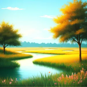 Serenity: A Vibrant Meadow Bathed in Sunlight