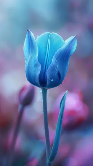 Tulip bloom in glass goblet with drink