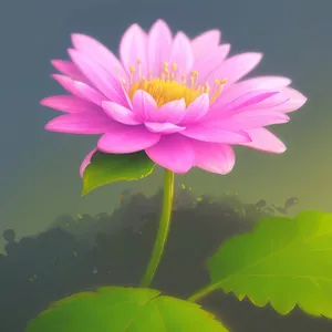 Pink Lotus Blooming in Aquatic Garden