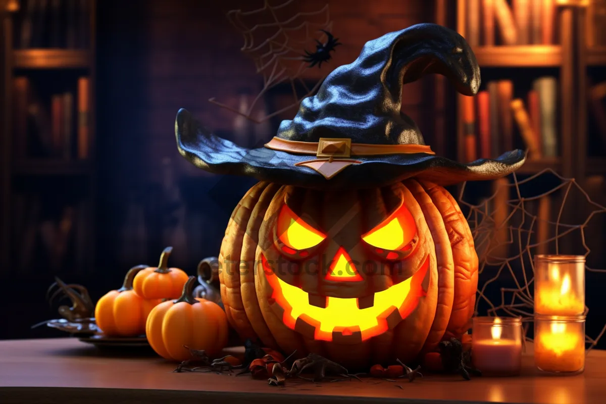 Picture of Spooky Jack-o'-lantern with a Glowing Face