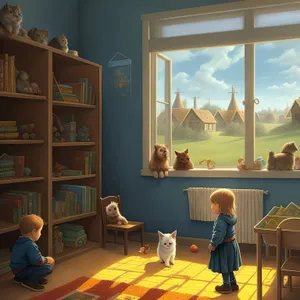 Modern Office Interior with Wooden Table and Chairs