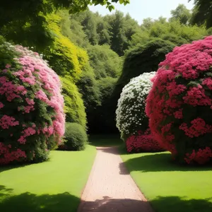 Colorful Hydrangea Bush in Summer Garden