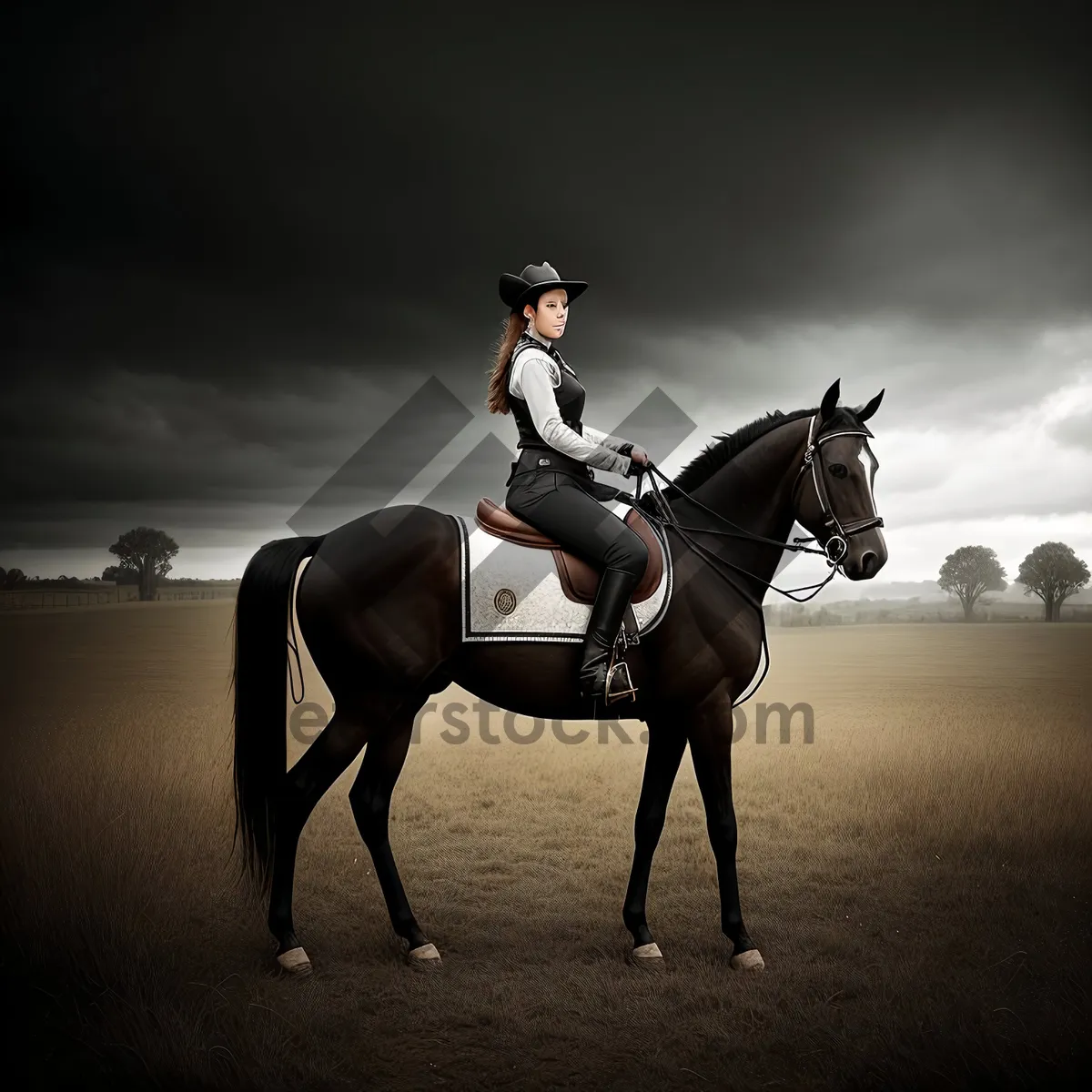 Picture of Rider on Horseback in a Farm Contest