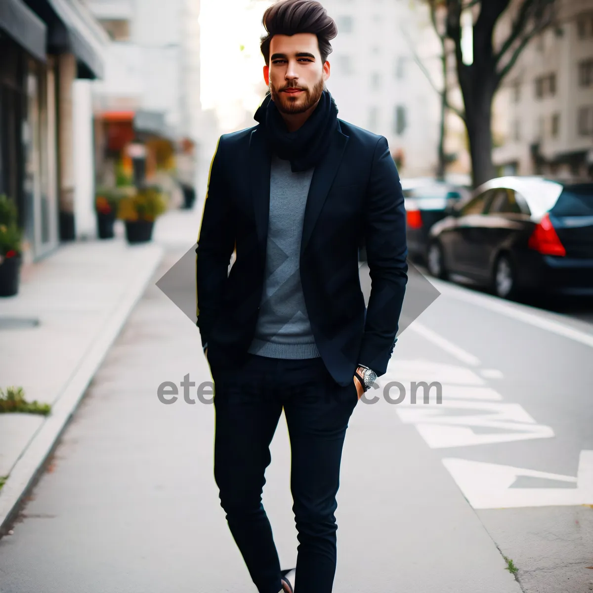 Picture of Skilled businessman in elegant suit showcasing corporate style