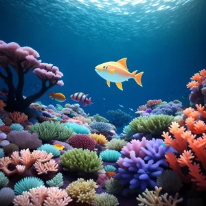 Colorful Coral Reef Fish in Sunlit Underwater Paradise