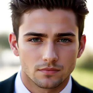 Youthful and attractive male model in closeup portrait.