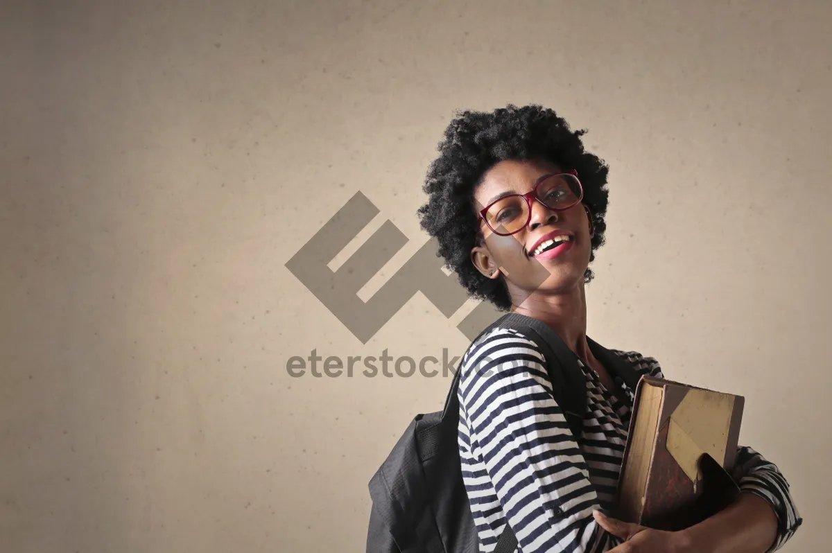 Picture of Attractive Black Lady Fashion Model in Sunglasses Smiling