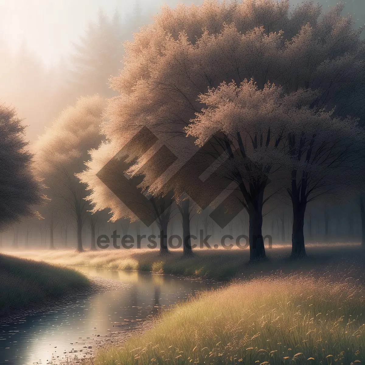 Picture of Sunset Symphony: Tranquil Trees Against a Fiery Sky