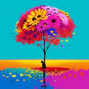 Summer Sky Silhouette Tree Decor