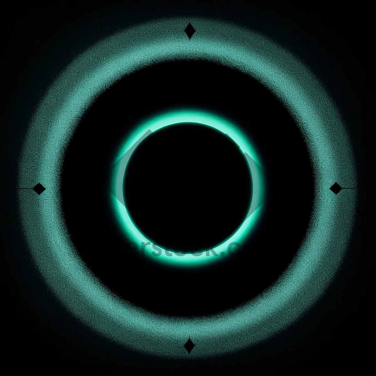 Picture of Black Circle Pattern with Glowing Lines - Digital Art