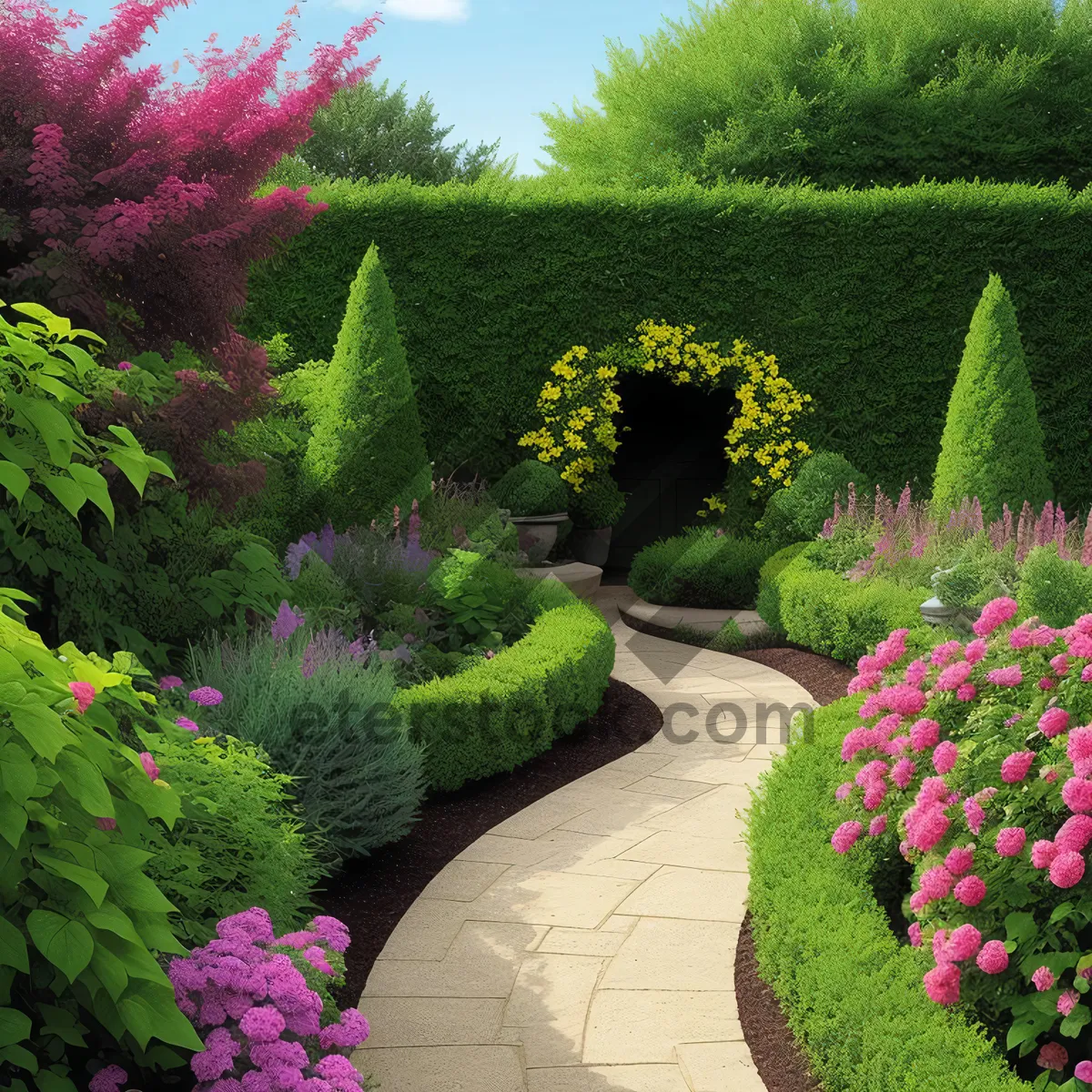 Picture of Serenity in Bloom: A Vibrant Summer Garden Display