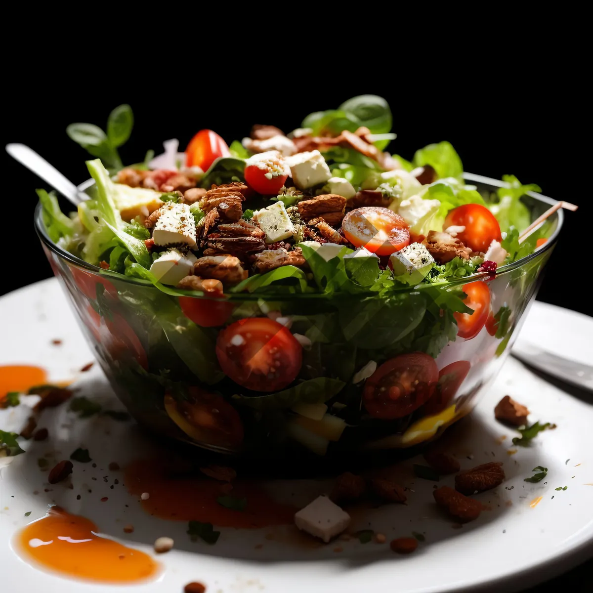 Picture of Fresh and Delicious Vegetable Salad with Grilled Meat