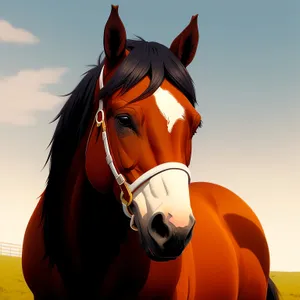 Majestic Brown Stallion in Rural Meadow