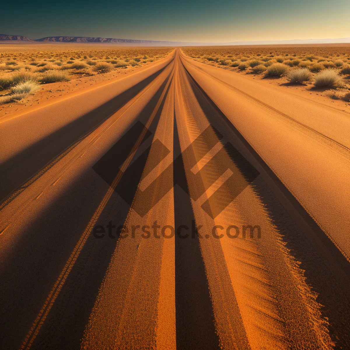 Picture of Golden Heat: Desert Road Through Dunes