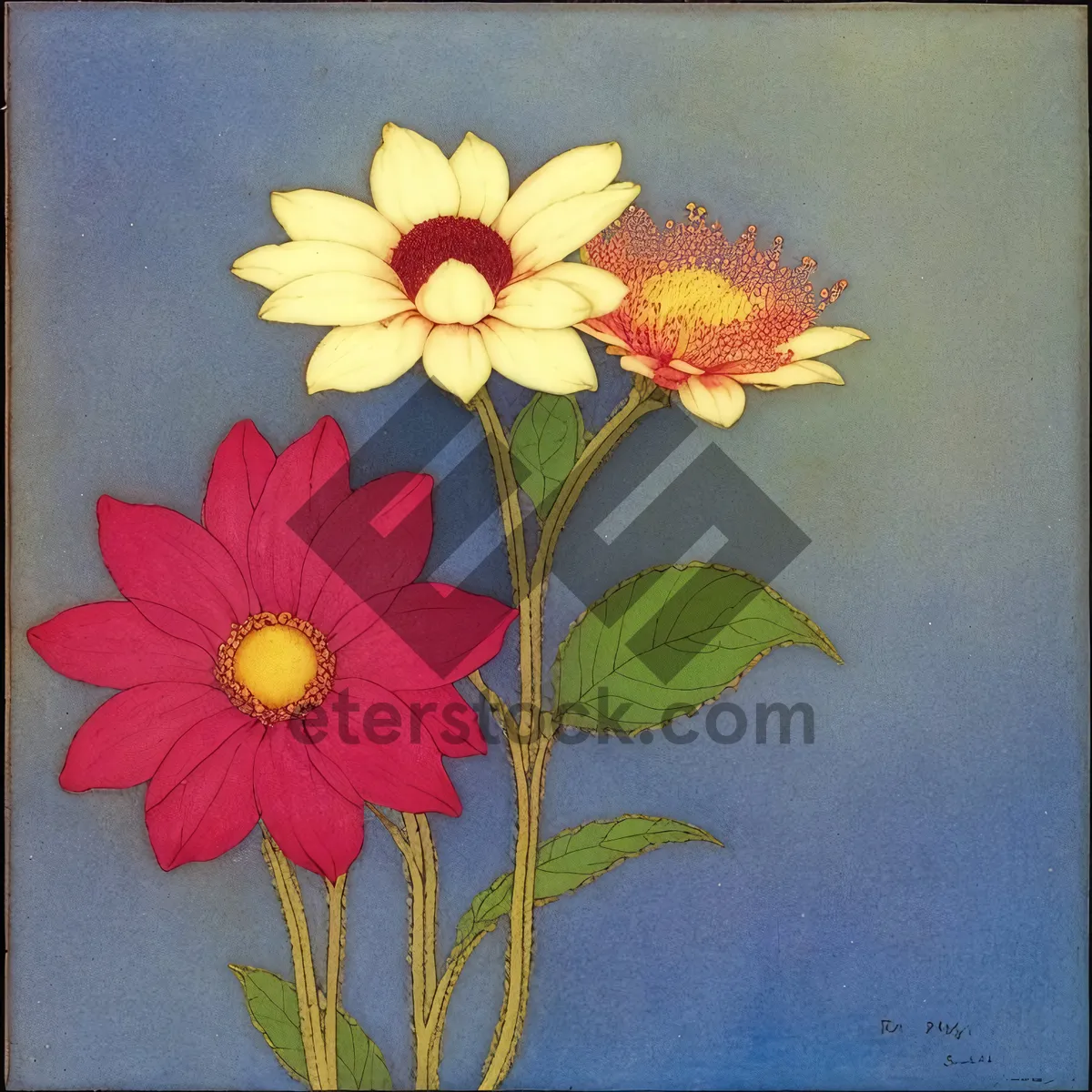 Picture of Colorful Daisy Bouquet in Decorative Vase