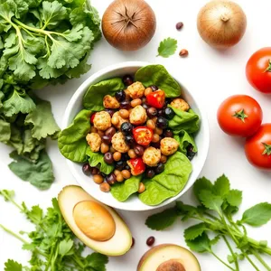 Fresh Garden Salad with Tomatoes and Cucumbers