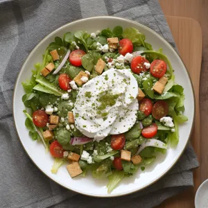 Gourmet Vegetable Plate with Fresh Salad and Cheese