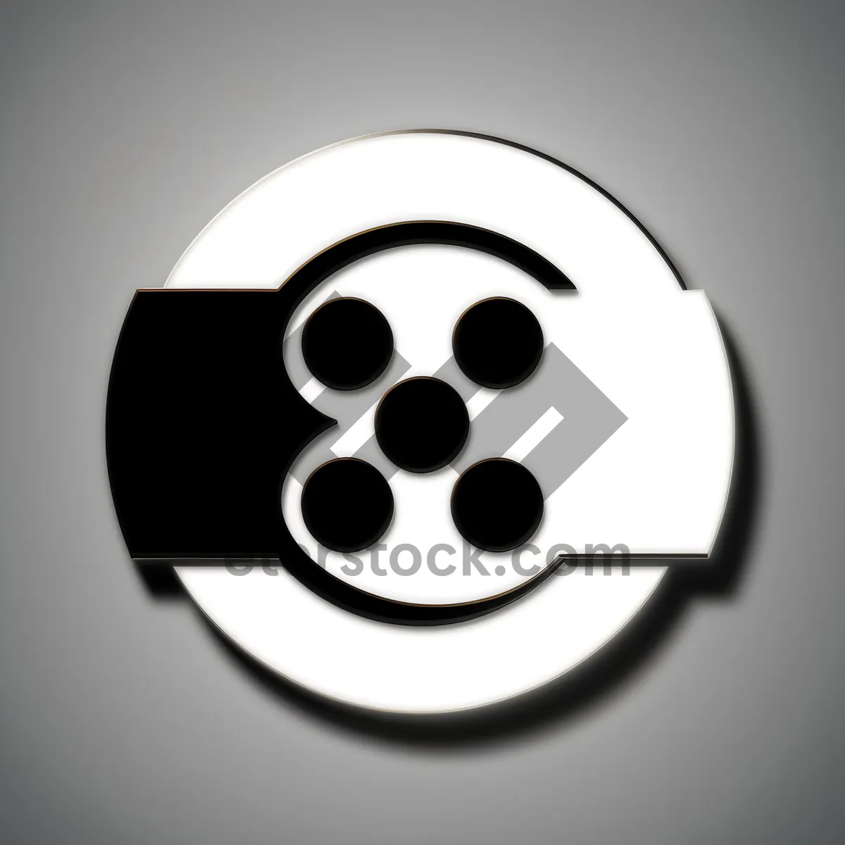 Picture of Shiny Black Film Reel Icon: Circular Button Design