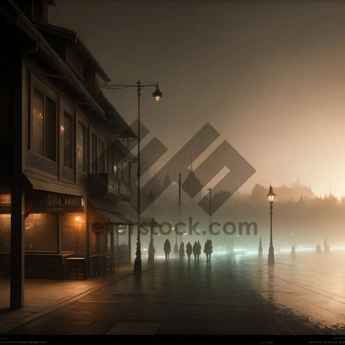 Picture of Cityscape by the River at Sunset