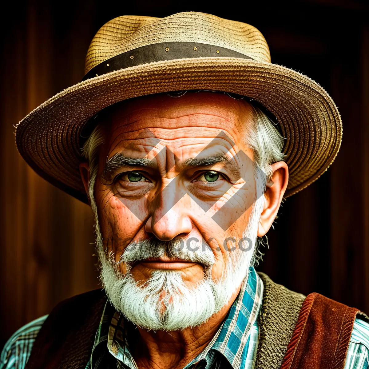 Picture of Serious senior man in black hat